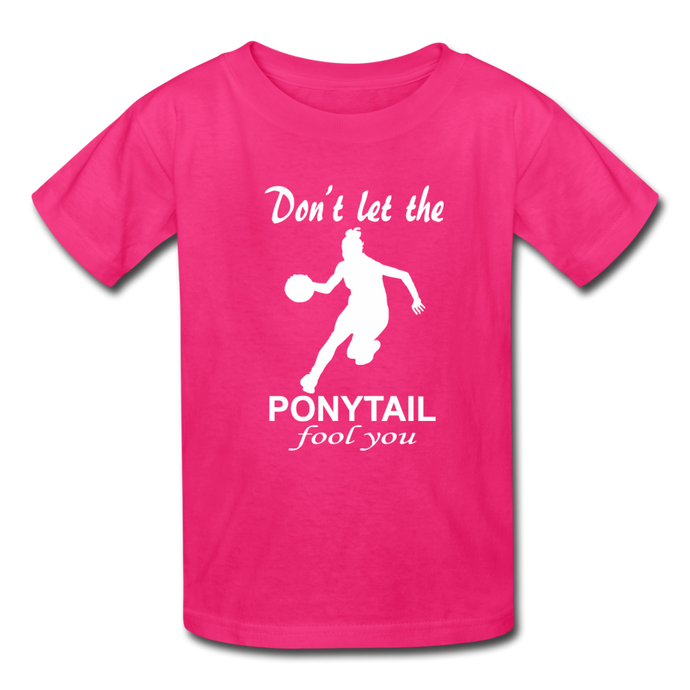 Don't Let The Ponytail Fool You-kid's t-shirt - fuchsia