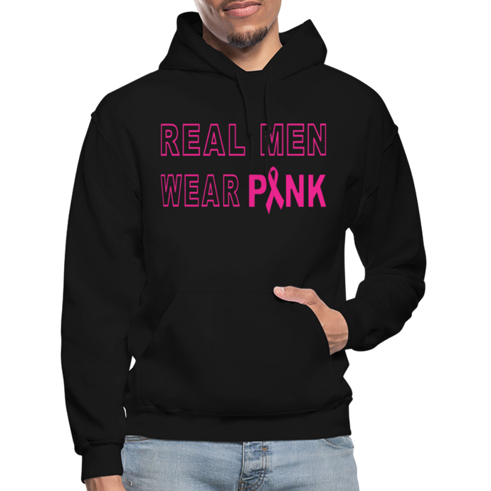 Real Men Wear Pink Hoodie - black