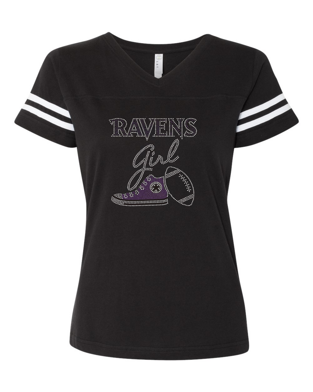 Ravens Girl Chuck Taylor Classic Football T-Shirt (Rhinestones) - Tobbs