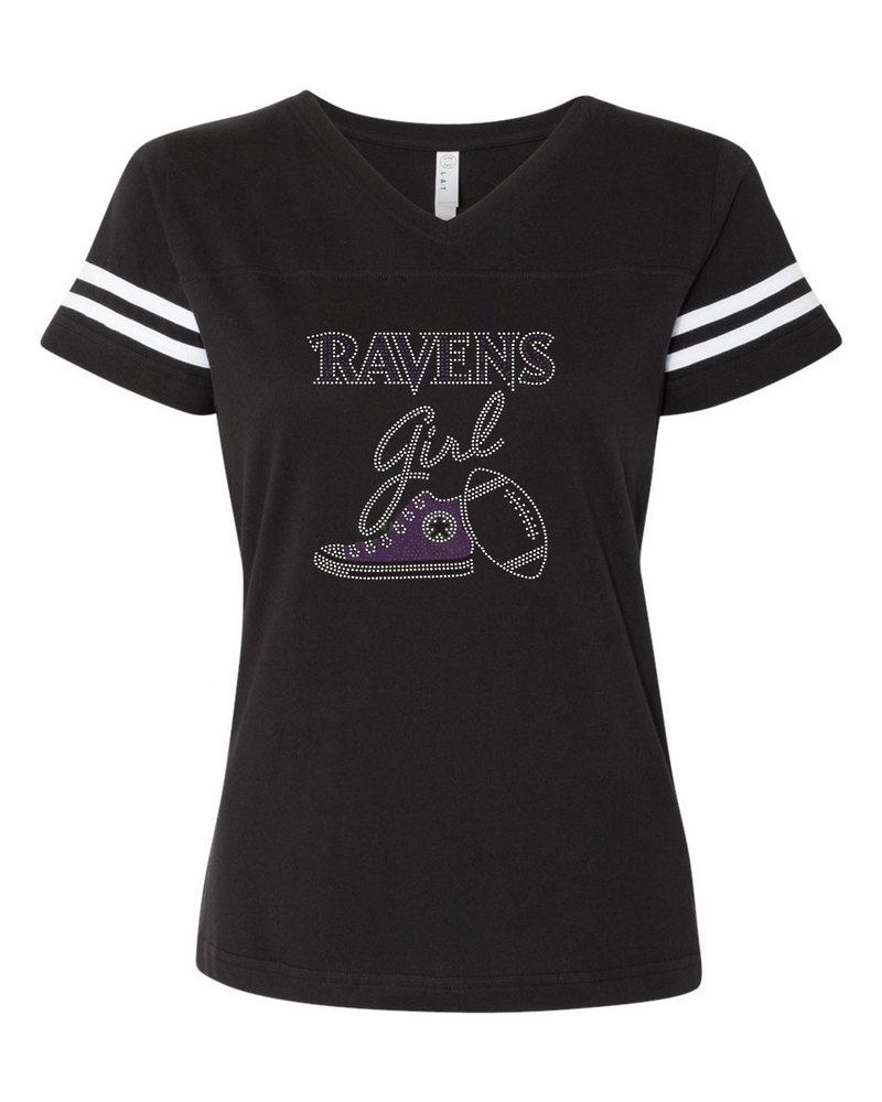 Ravens Girl Chuck Taylor Classic Football T Shirt Rhinestones