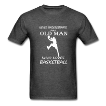 Never Underestimate An Old Man t-shirt - heather black