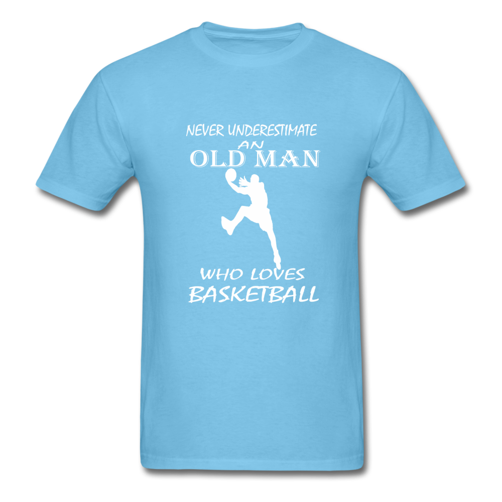 Never Underestimate An Old Man t-shirt - aquatic blue