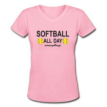 Softball All Day (2) V-Neck - pink