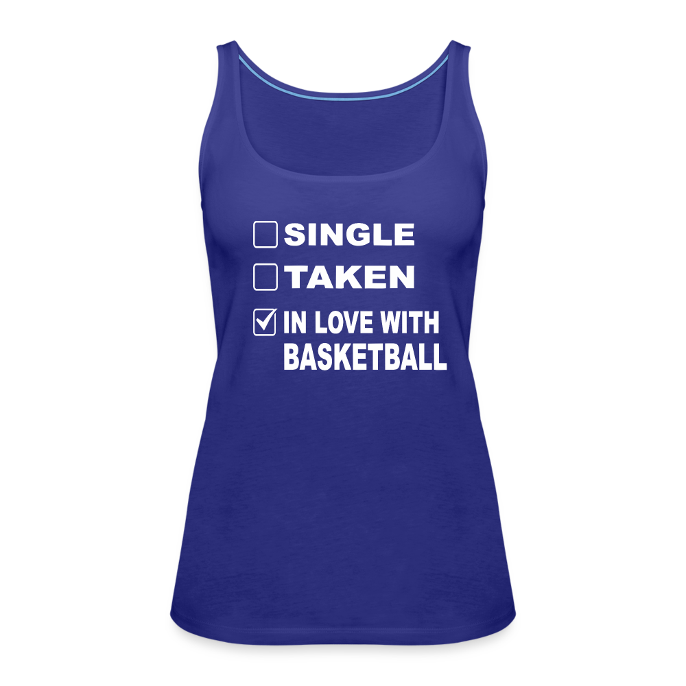 Single-Taken-In Love with Basketball Tank Top - royal blue